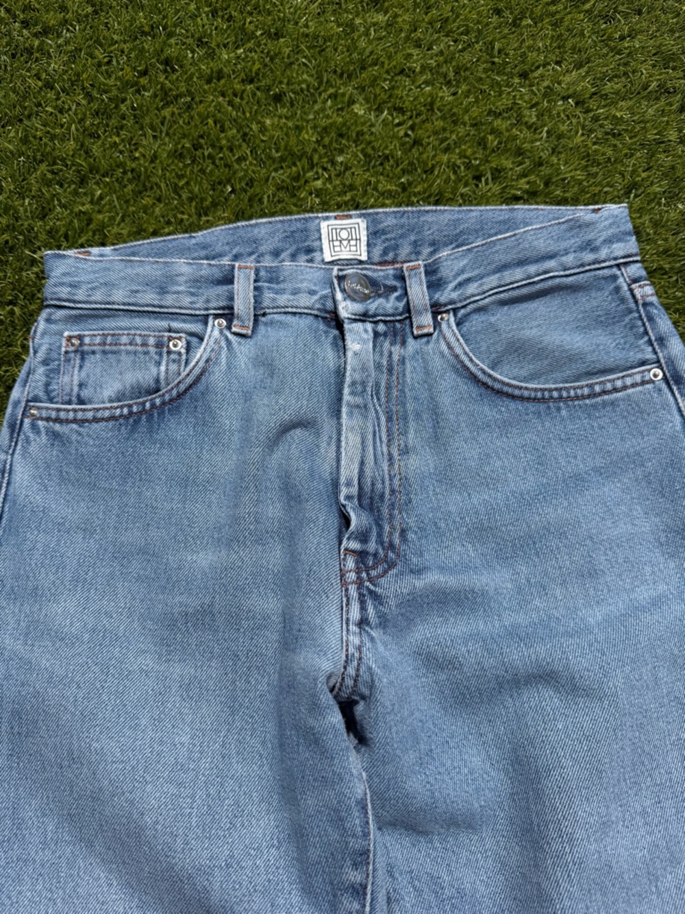 Toteme Light Blue Straight Leg Jeans - Picture 4 of 14